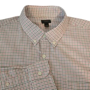 J.Crew Mens Plaid‎ Button-Down Shirt L Red Navy Check Long Sleeve Casual New